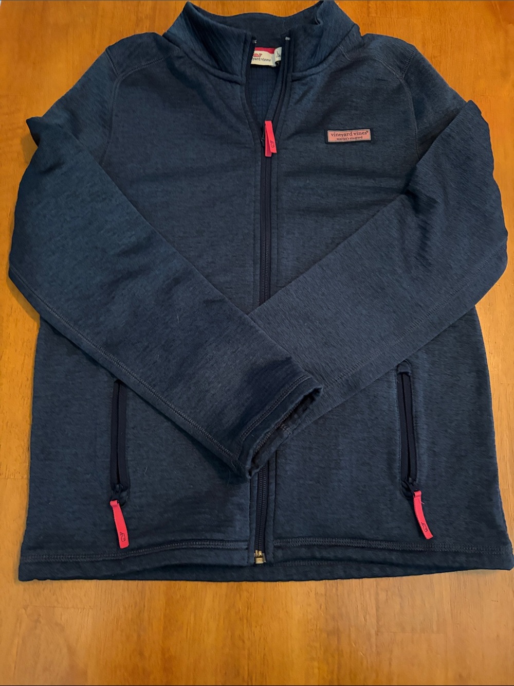 Vineyard Vines Kids Navy Full-Zip Jacket with Pink Pulls